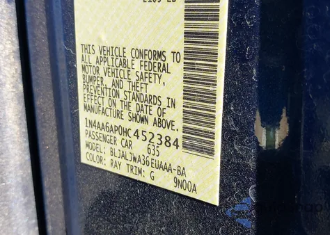 2017 Nissan Maxima 3.5 Sv z USA, uszkodzony, nr VIN 1N4AA6AP0HC452384